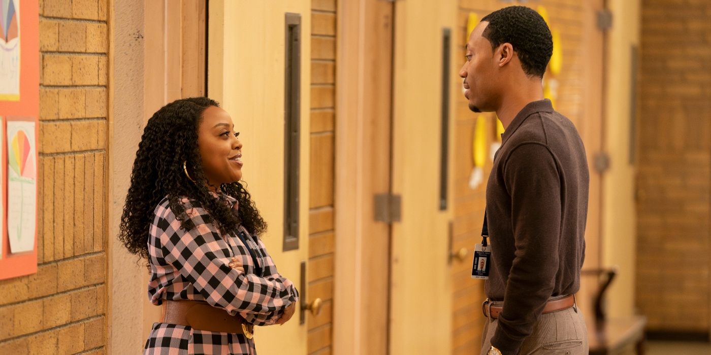 Quinta Brunson and Tyler James Williams talking to each other in Season 3, Episode 11 of Abbott Elementary