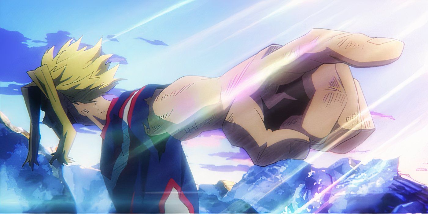 All Might pointing at the camera during his "next it's your turn" moment in My Hero Academia