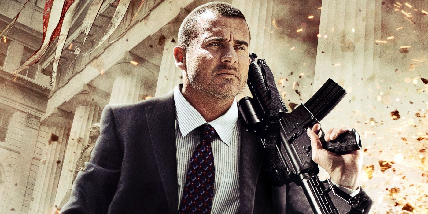 Jim Baxford holding a rifle and walking in Assault on Wall Street