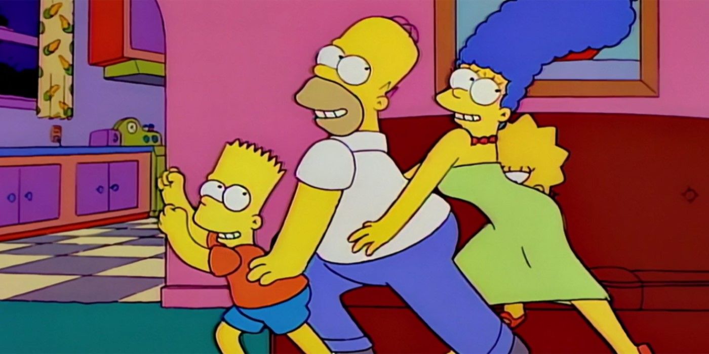 Bart, Homer and Marge dance a conga line and sing &ldquo;You don&rsquo;t make friends with salad&rdquo; in The Simpsons.
