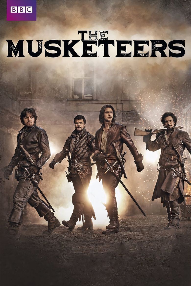 El elenco de Los Mosqueteros aparece en la portada del cartel del programa.