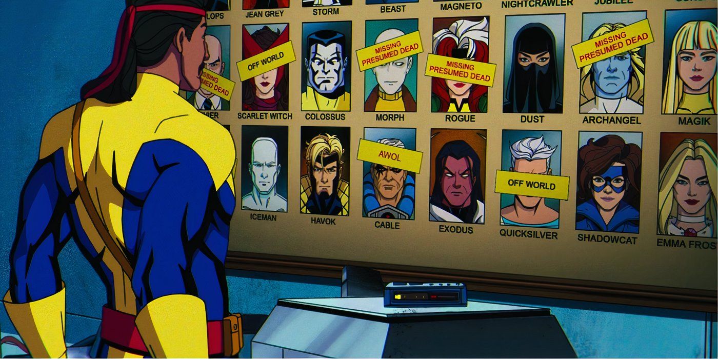 Bishop looking at a wall of the X-Men members in X-Men '97