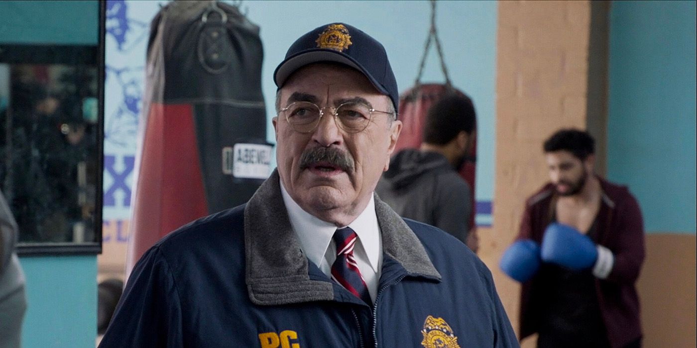 Tom Selleck in cop clothes in Blue Bloods