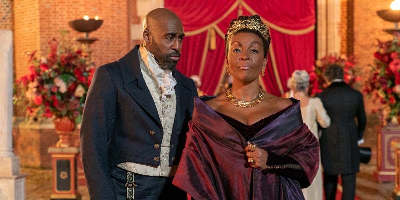 Lady Danbury (Adjoa Andoh) with her brother Marcus (Daniel Francis) in Bridgerton