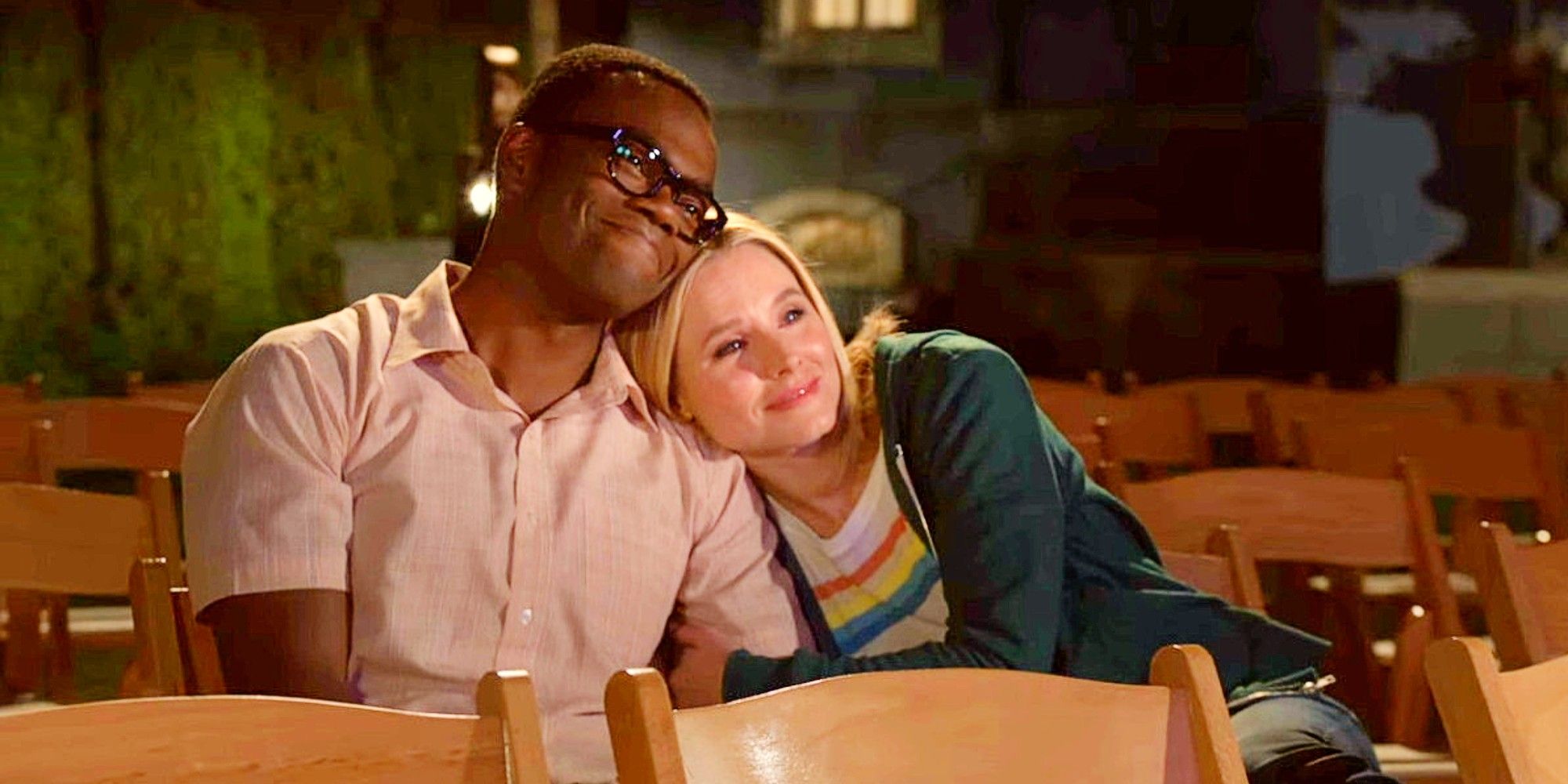 Chidi Anagogne and Eleanor Shellstrop in The Good Place 'Pandemonium'