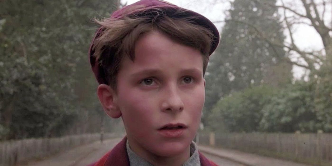 Christian Bale as Jim Graham looking straight ahead in Empire of the Sun