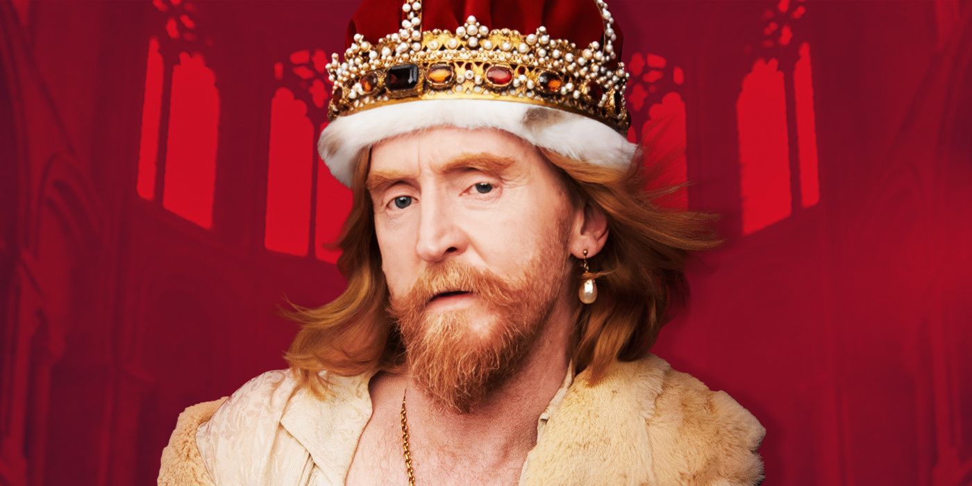 Custom image from Jefferson Chacon of Tony Curran as King James in a crown and pearl earring for Mary & George
