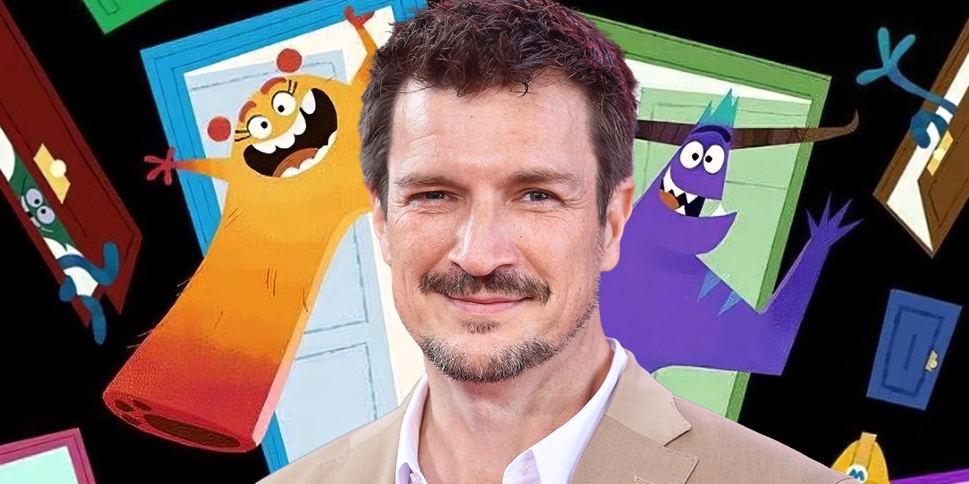 Custom image of Nathan Fillion with mustache and chin hair for Disney+ animated series Monsters at Work