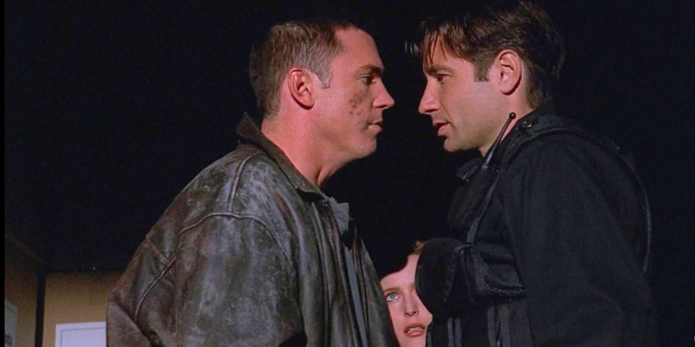 David Duchovny and Nicholas Lea face off in the episode Tuguska from The X-Files