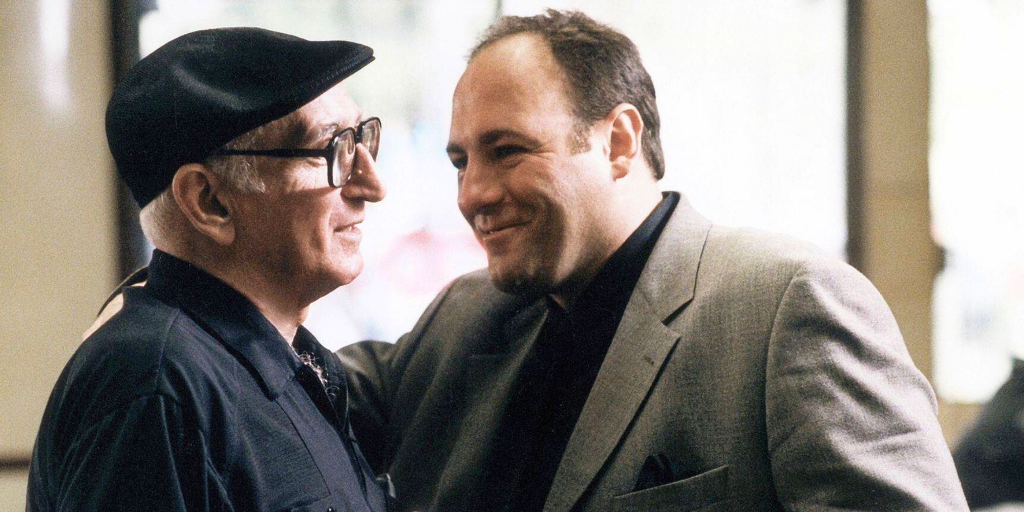 Dominic Chianese standing with James Gandolfini in The Sopranos