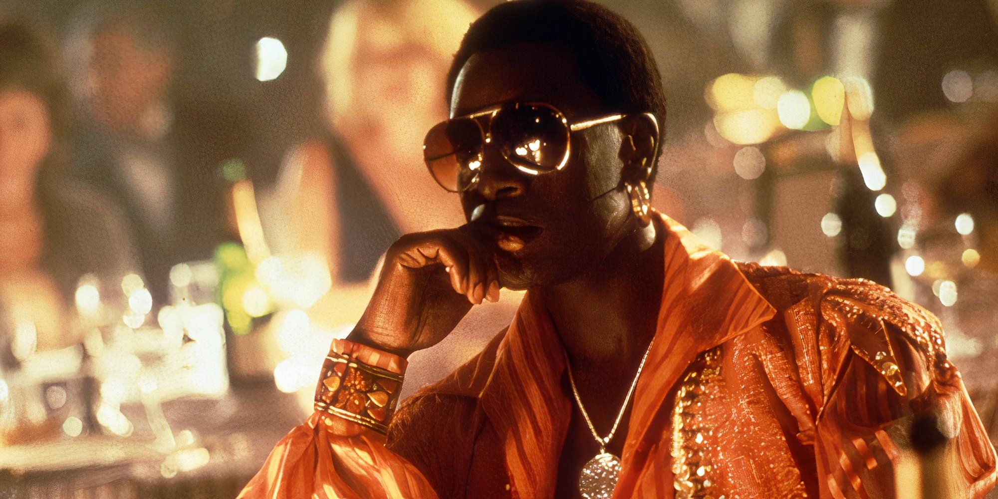 Don Cheadle as Buck Swoope in Boogie Nights looks pensive.