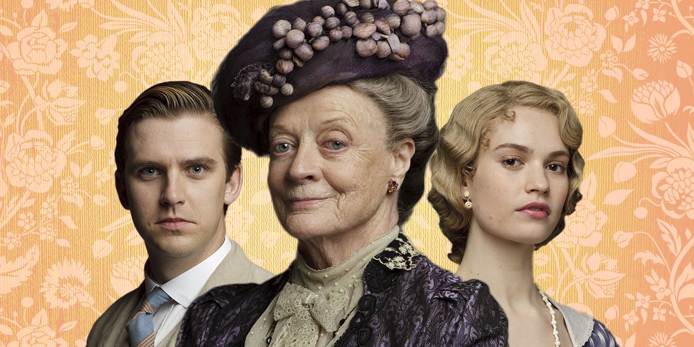 Dan Stevens, Maggie Smith, and Lily James of Downton Abbey