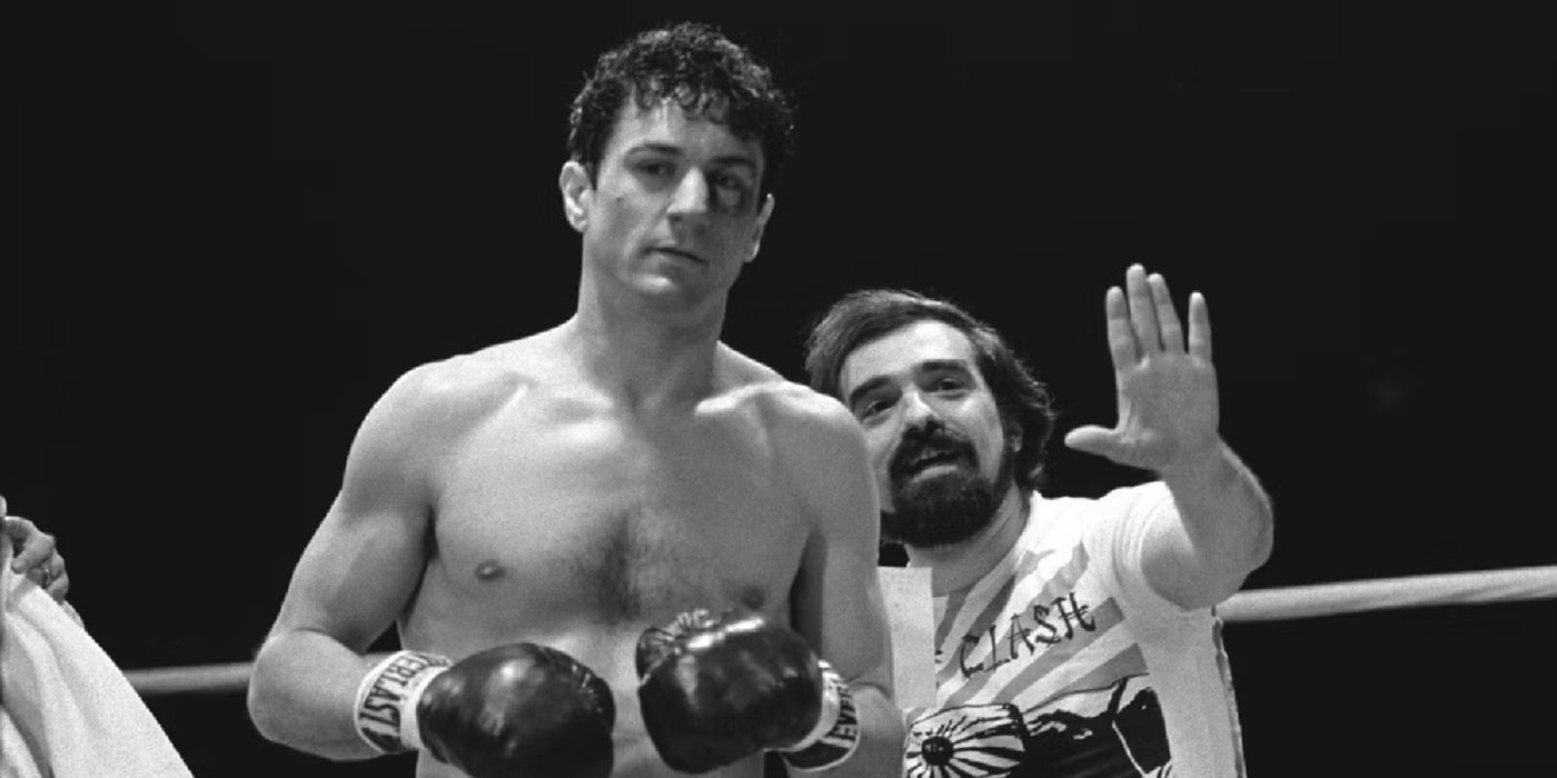 Martin Scorsese and Robert De Niro on the set of Raging Bull