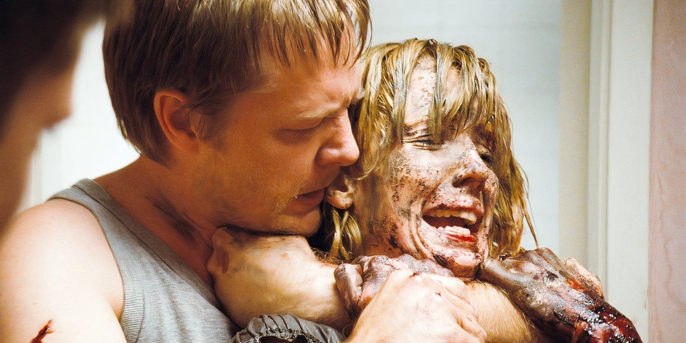 Kelly Reilly's Jenny being strangled by Shaun Dooley's Jon in Eden Lake