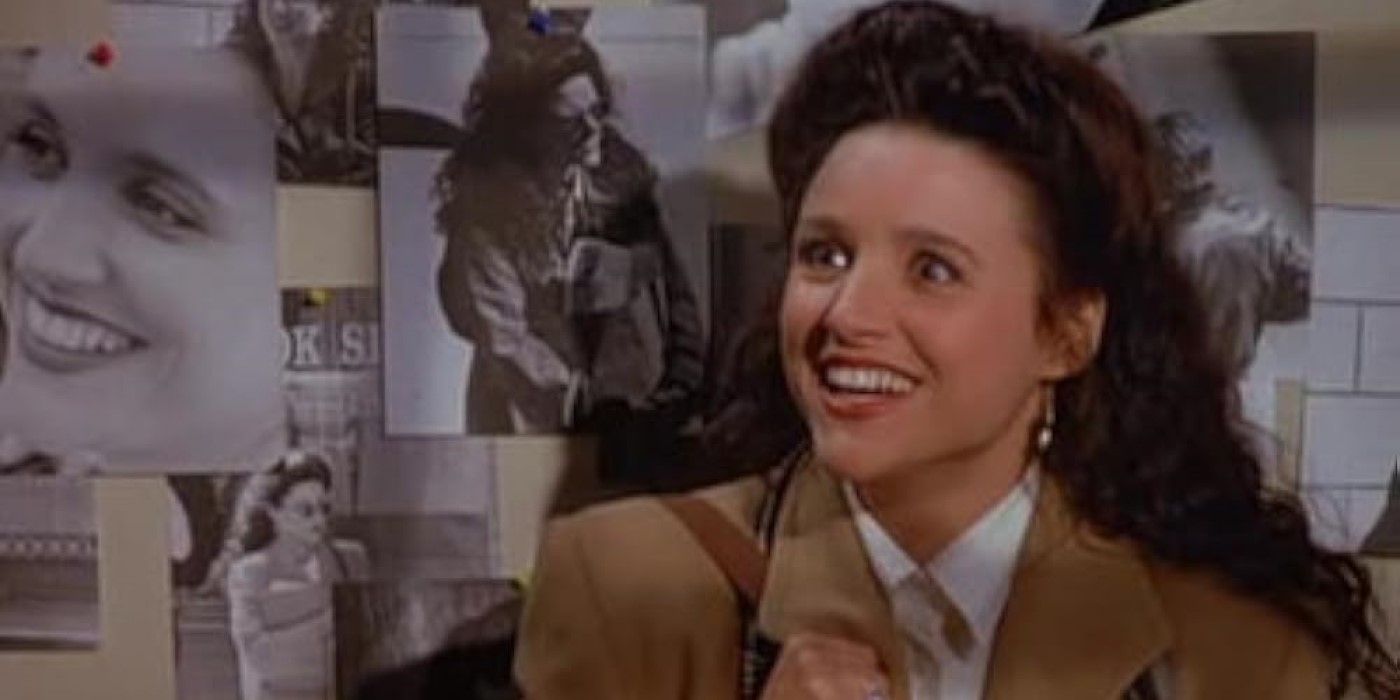 Elaine Benes (Julia Louis-Dreyfus) surrounded by photos of herself in the &lsquo;Seinfeld&rsquo; episode &ldquo;The Opera&rdquo;