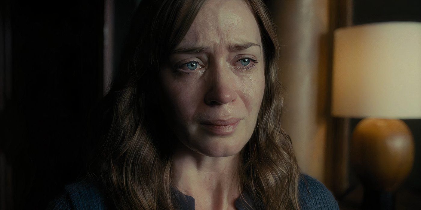 Emily Blunt with tears streaming down her cheeks in The Girl on the Train (2016)