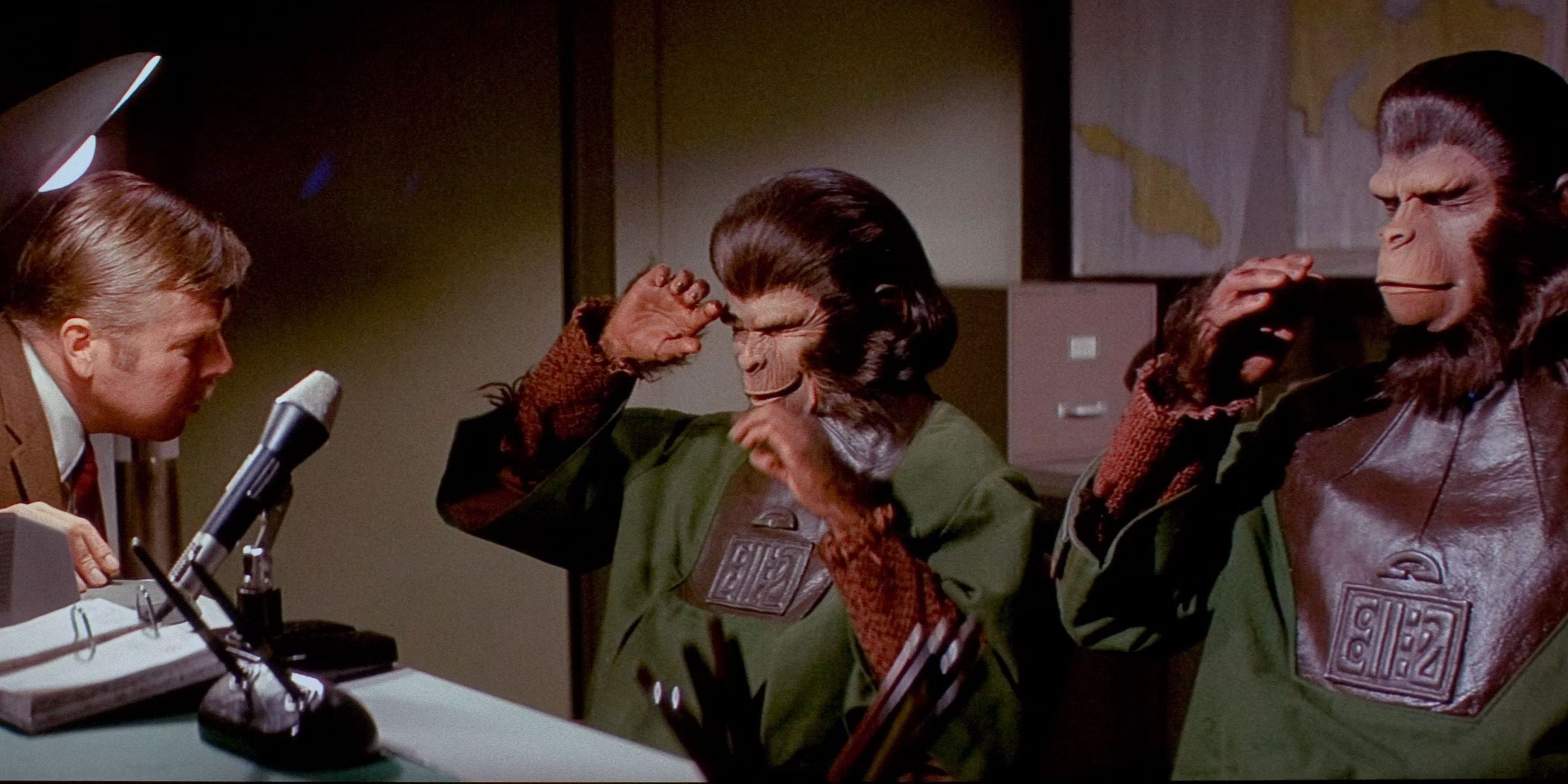Zira and Cornelius are interrogated by government officials in &lsquo;Escape From the Planet of the Apes&rsquo;