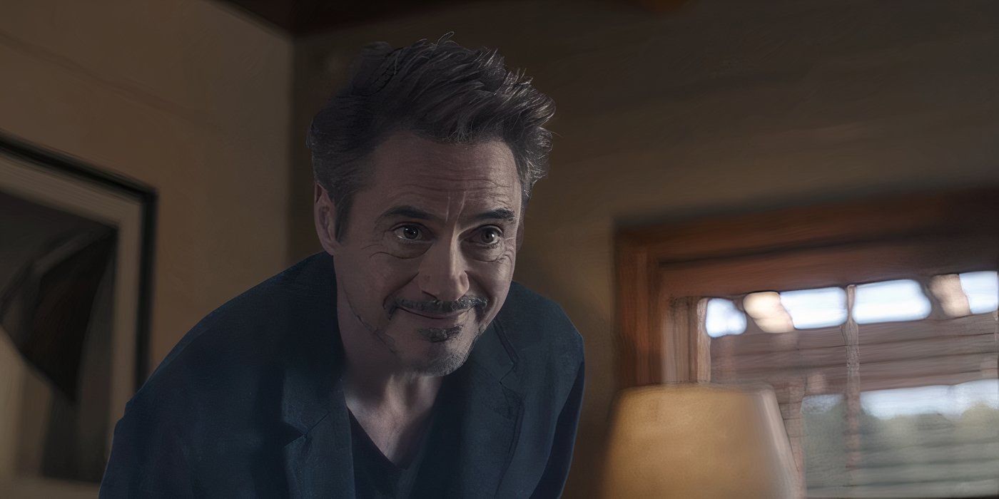 Tony Stark hologram smiling in Avengers: Endgame