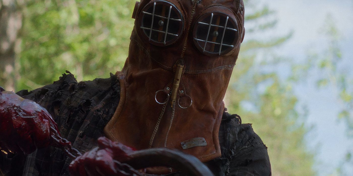 A closeup shot of the masked killer in In a Violent Nature.