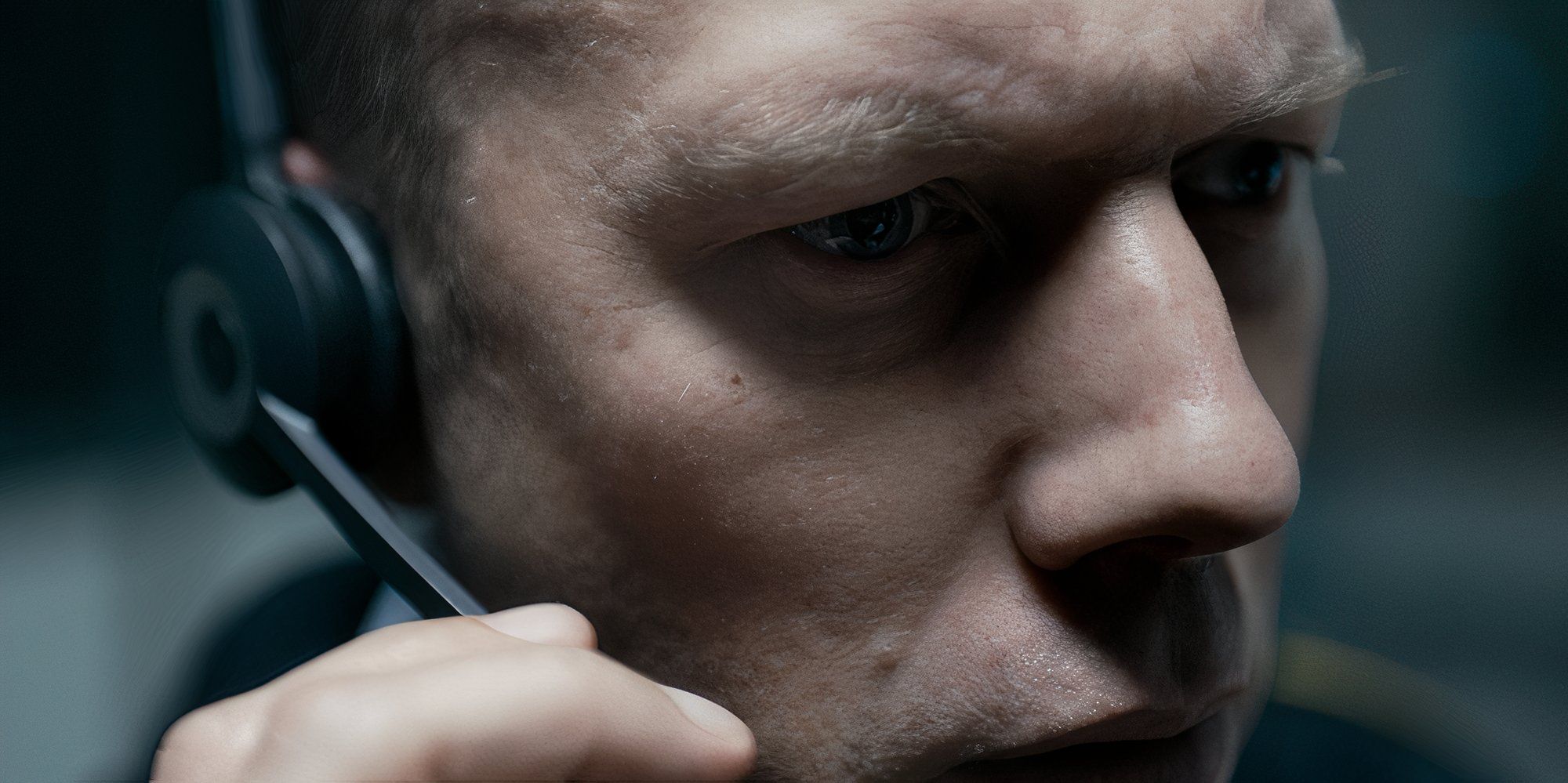 Jakob Cedergren in The Guilty close-up scene.