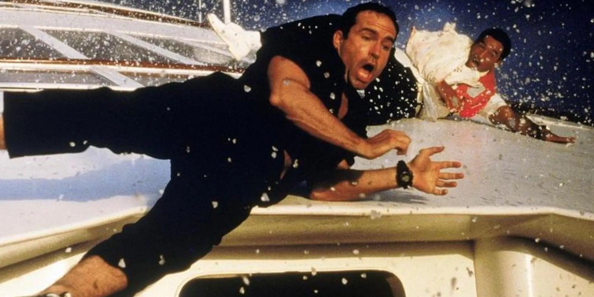 Alex Shaw (Jason Patric) sliding down a boat in &lsquo;Speed 2: Cruise Control&rsquo;