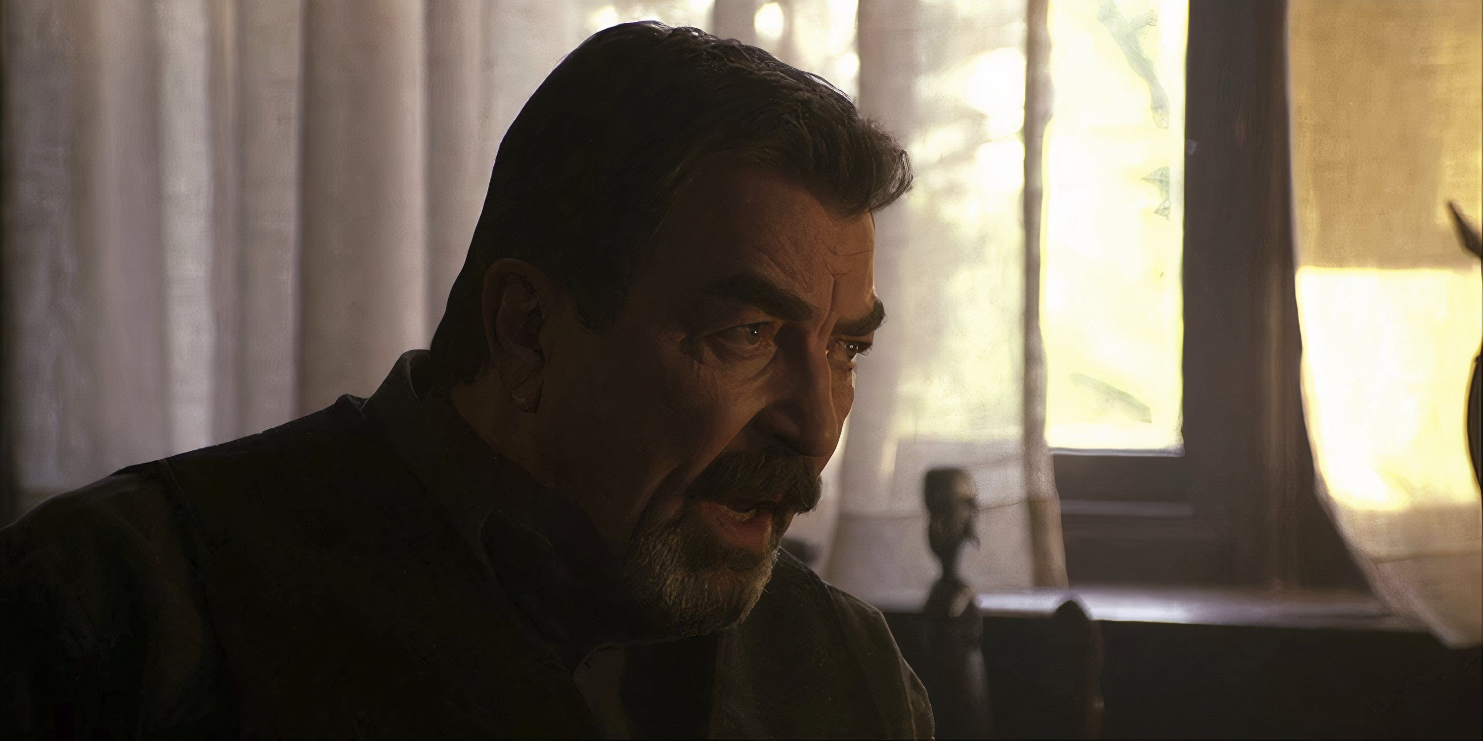 Tom Selleck as Jesse Stone getting upset in 'Jesse Stone: Lost in Paradise.'