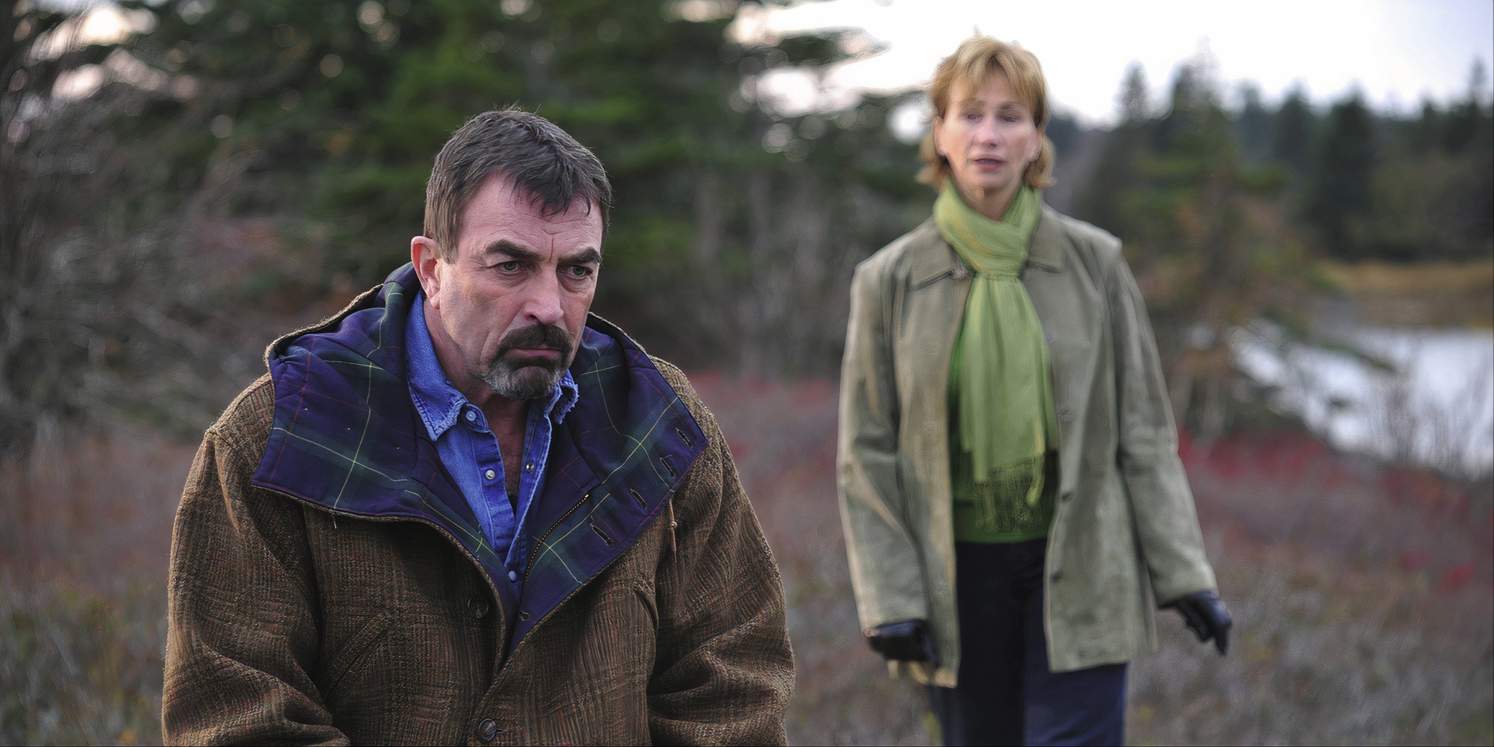 Jesse Stone (Tom Selleck) out in the woods in 'Jesse Stone: No Remorse.'