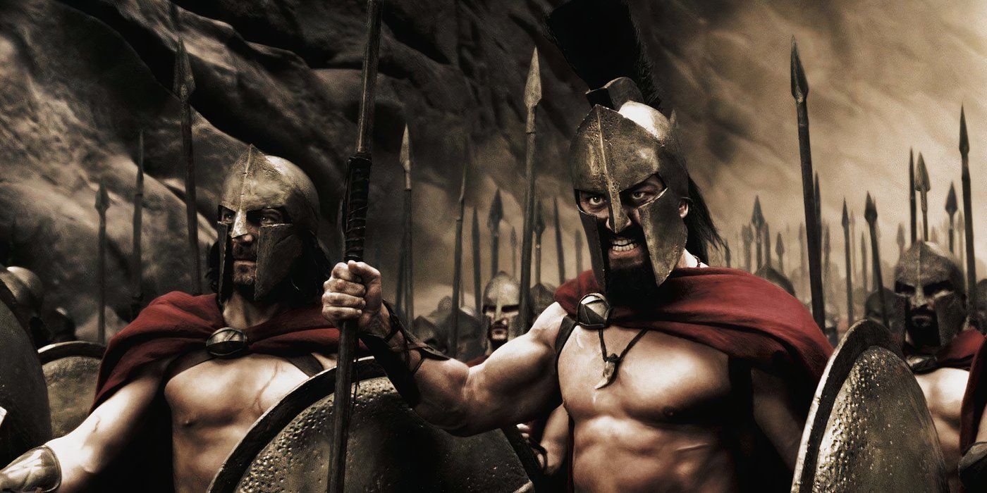 King Leonidas (Gerard Butler) stands by his Spartans as they prepare for battle in '300'