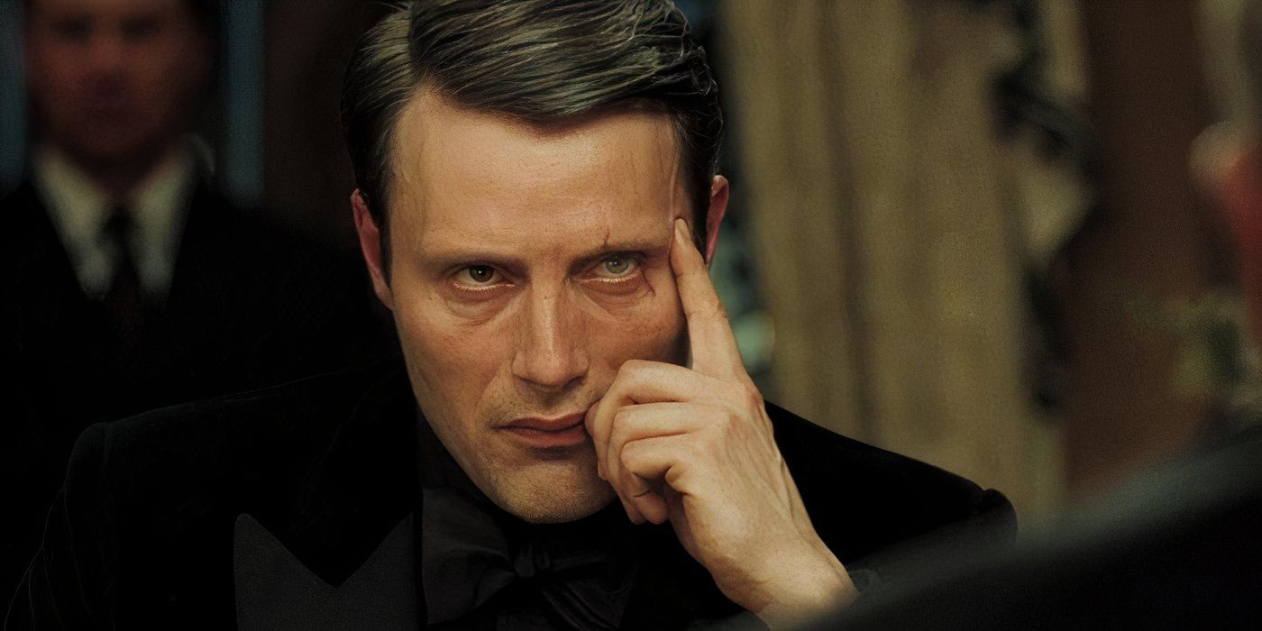 Le Chiffre, played by Mads Mikkelsen, glowering in 'Casino Royale'