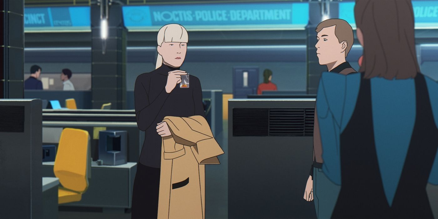 Aline Ruby conducts an investigation in a still from Mars Express.