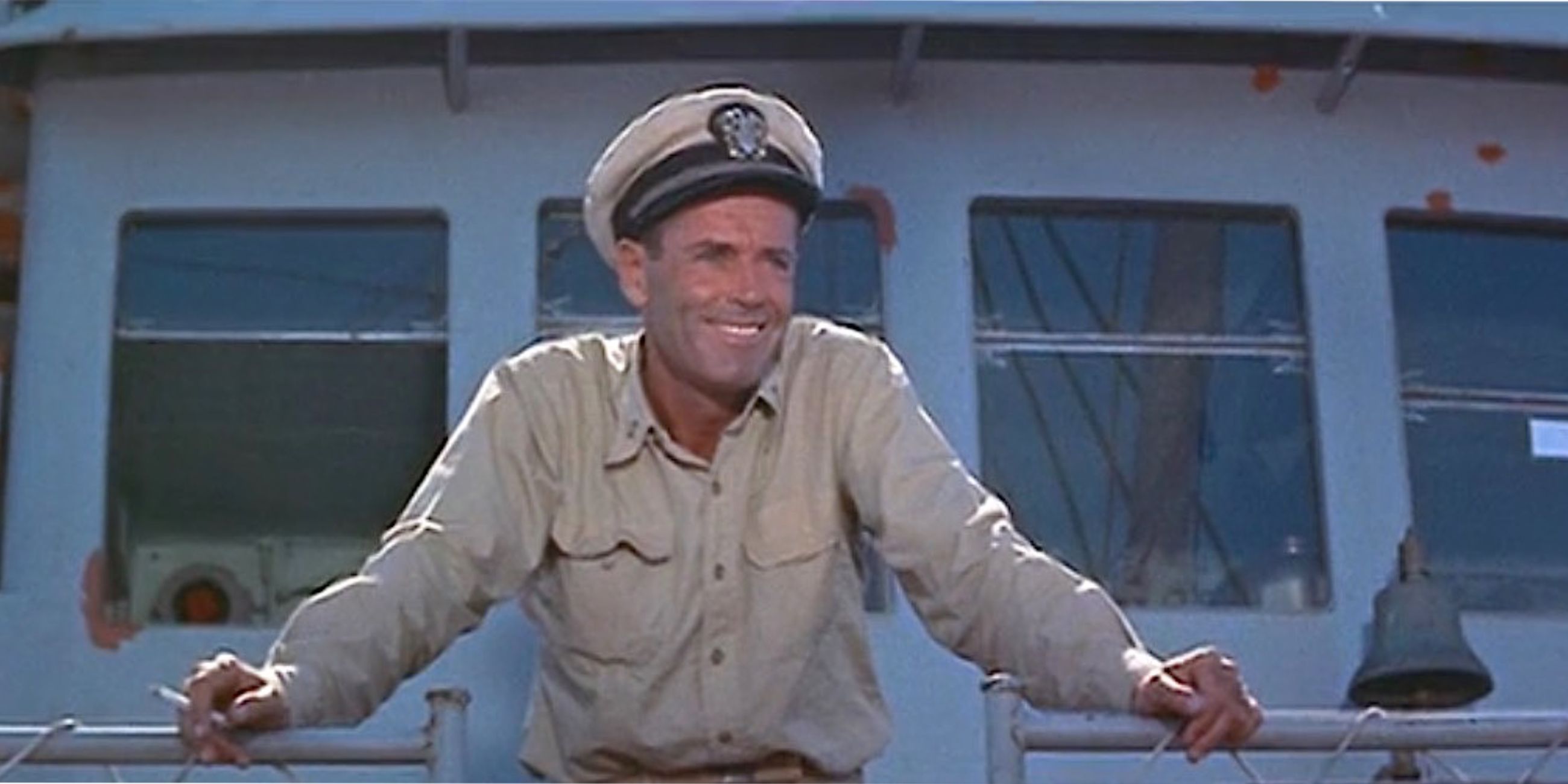 Doug Roberts smiling while looking to the distance in Mister Roberts - 1955