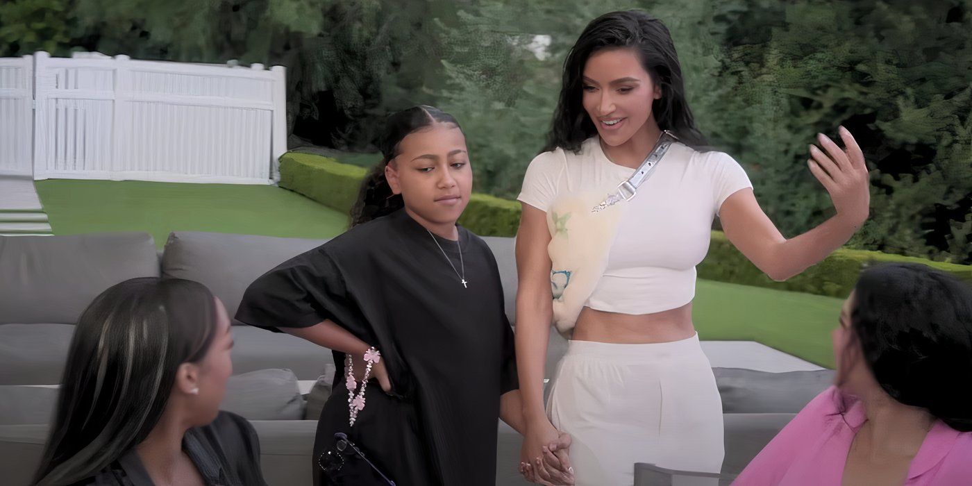 North West holding Kim Kardashians' hand in The Kardashians Season 5