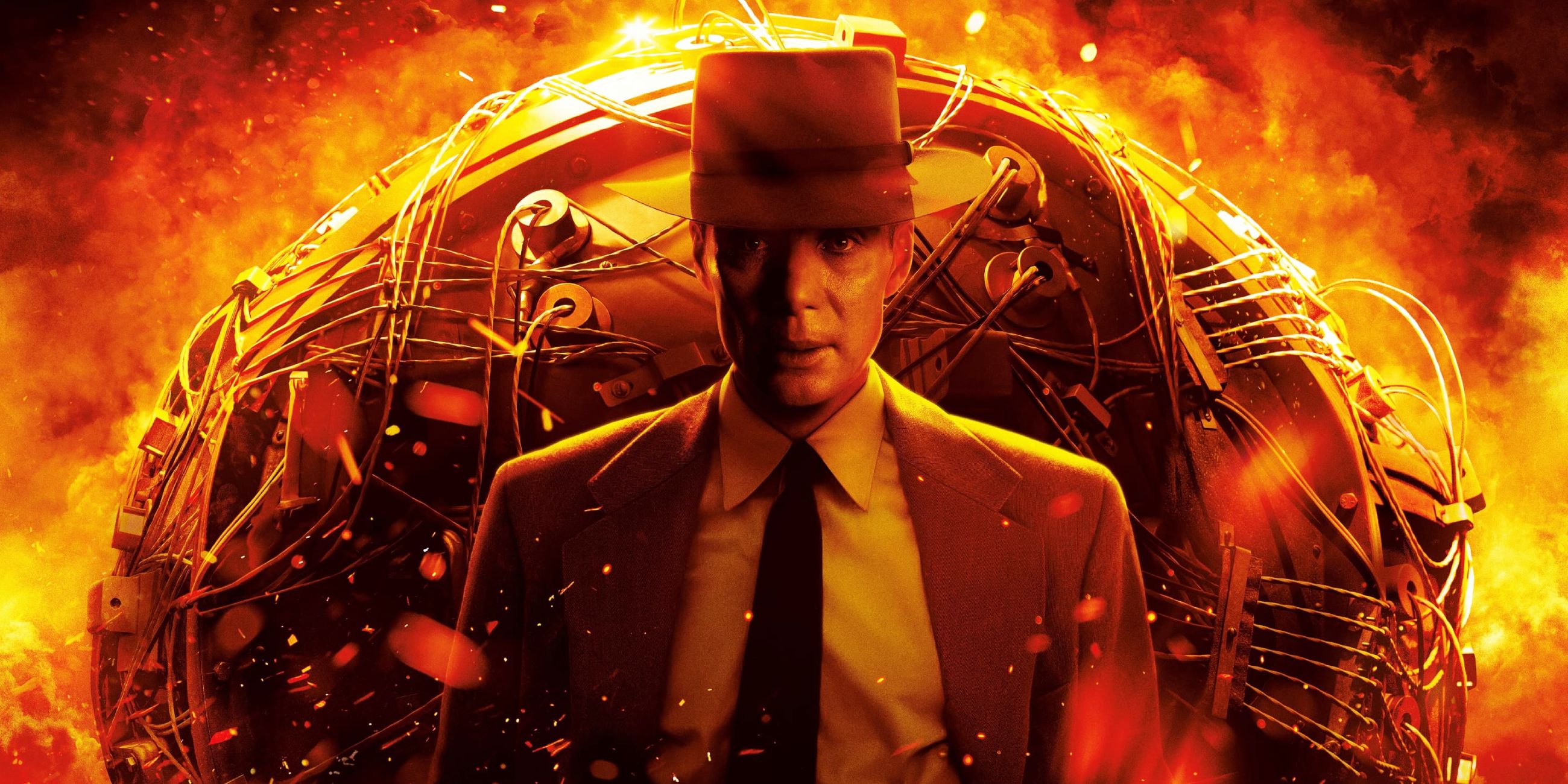 Cillian Murphy standing in front of a bomb in a poster for Oppenheimer