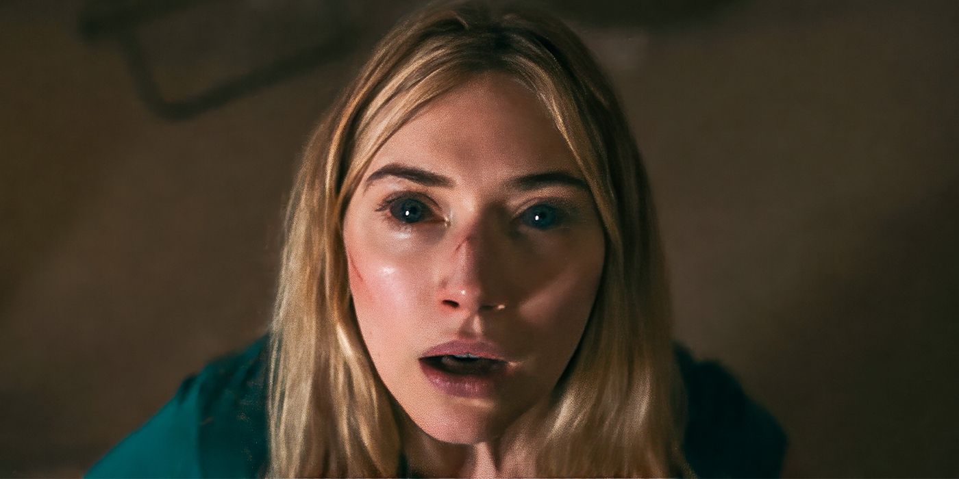 Imogen Poots as Autumn Rivers with black eyes in Outer Range Season 2. 