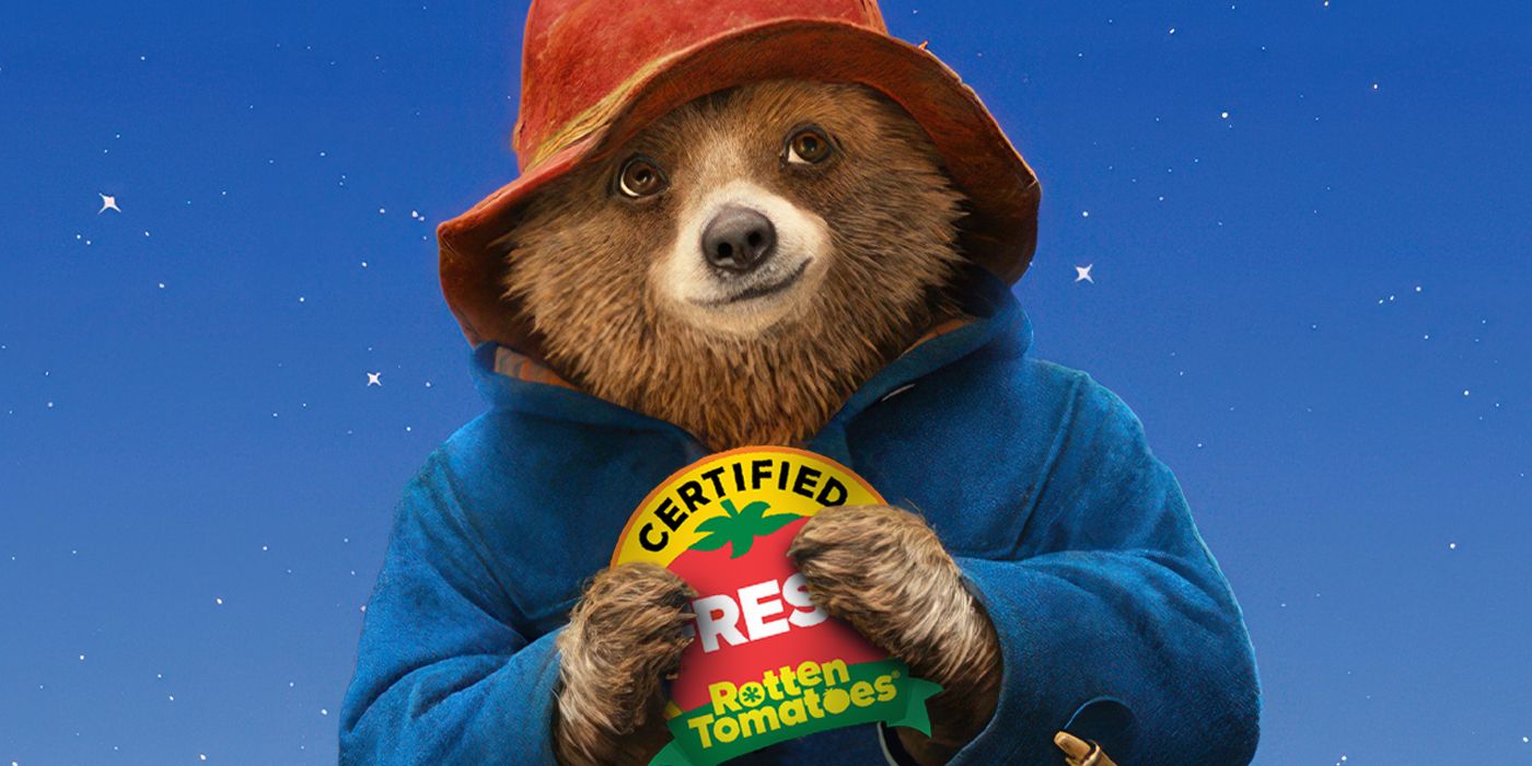 Paddington Bear holding Rotten Tomatoes logo