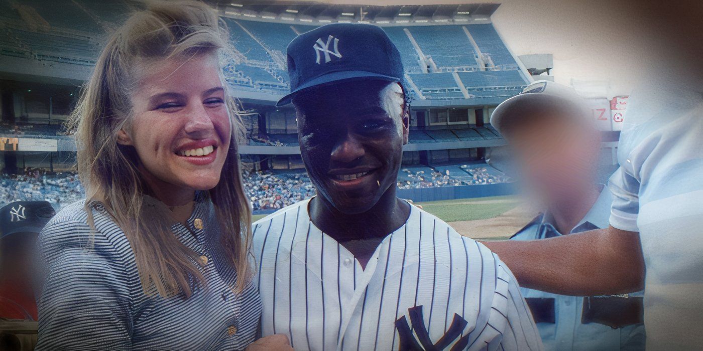 Photo of Chaz Easterly and Mel Hall in Yankee Stadium shown during 'Bronx Zoo '90_ Crime, Chaos, and Baseball'