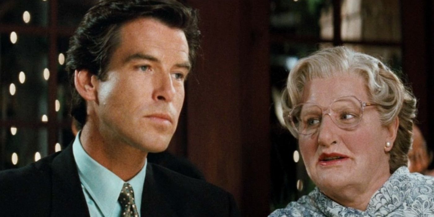 Mrs. Doubtfire talking to an annoyed Stu in 'Mrs Doubtfire'