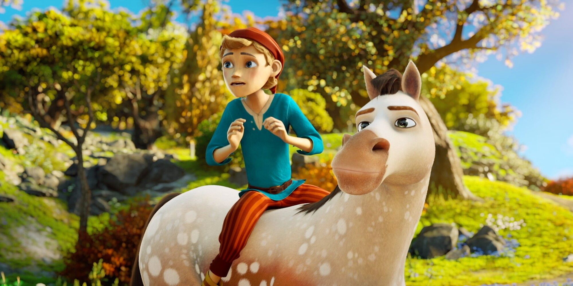 Pinocchio riding his best friend horse companion, Tybalt, in Pinocchio: A True Story