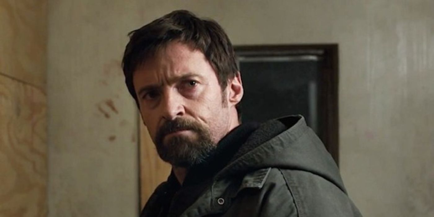 Hugh Jackman looking serious in Prisoners