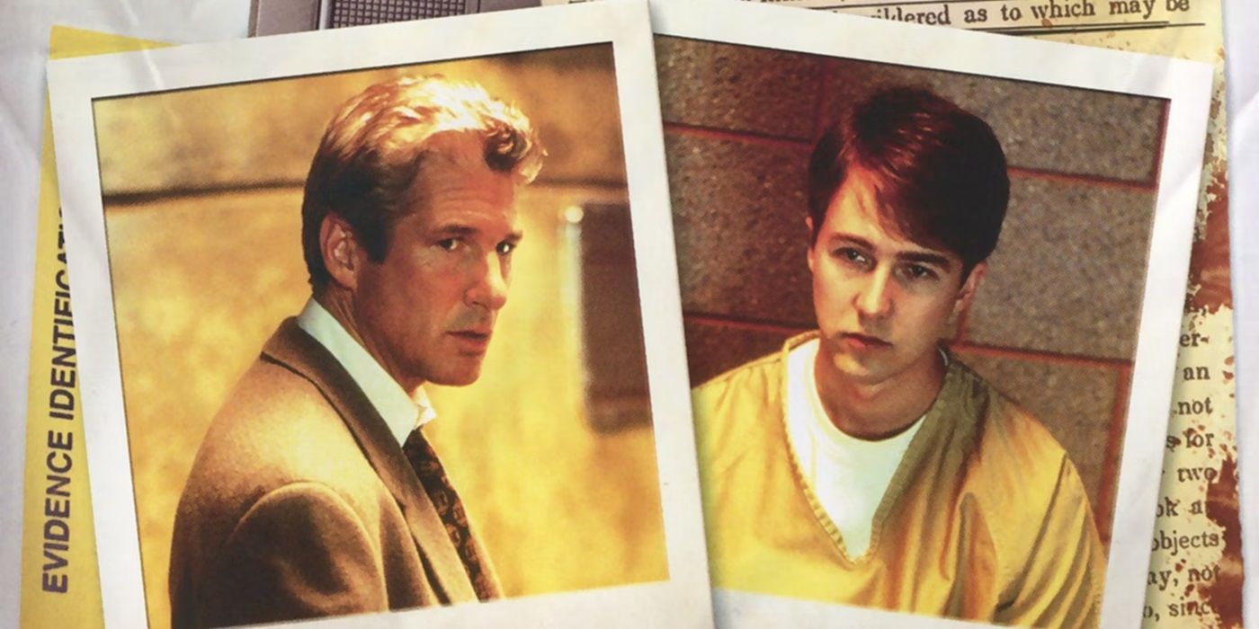 Richard Gere and Edward Norton on a cropped poster for Primal Fear