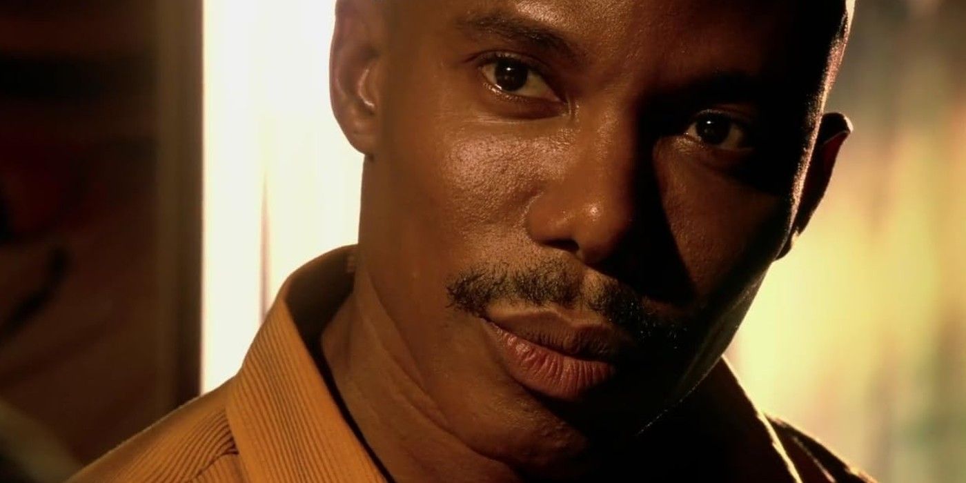 close-up of Sgt. Doakes intently looking at something off-screen