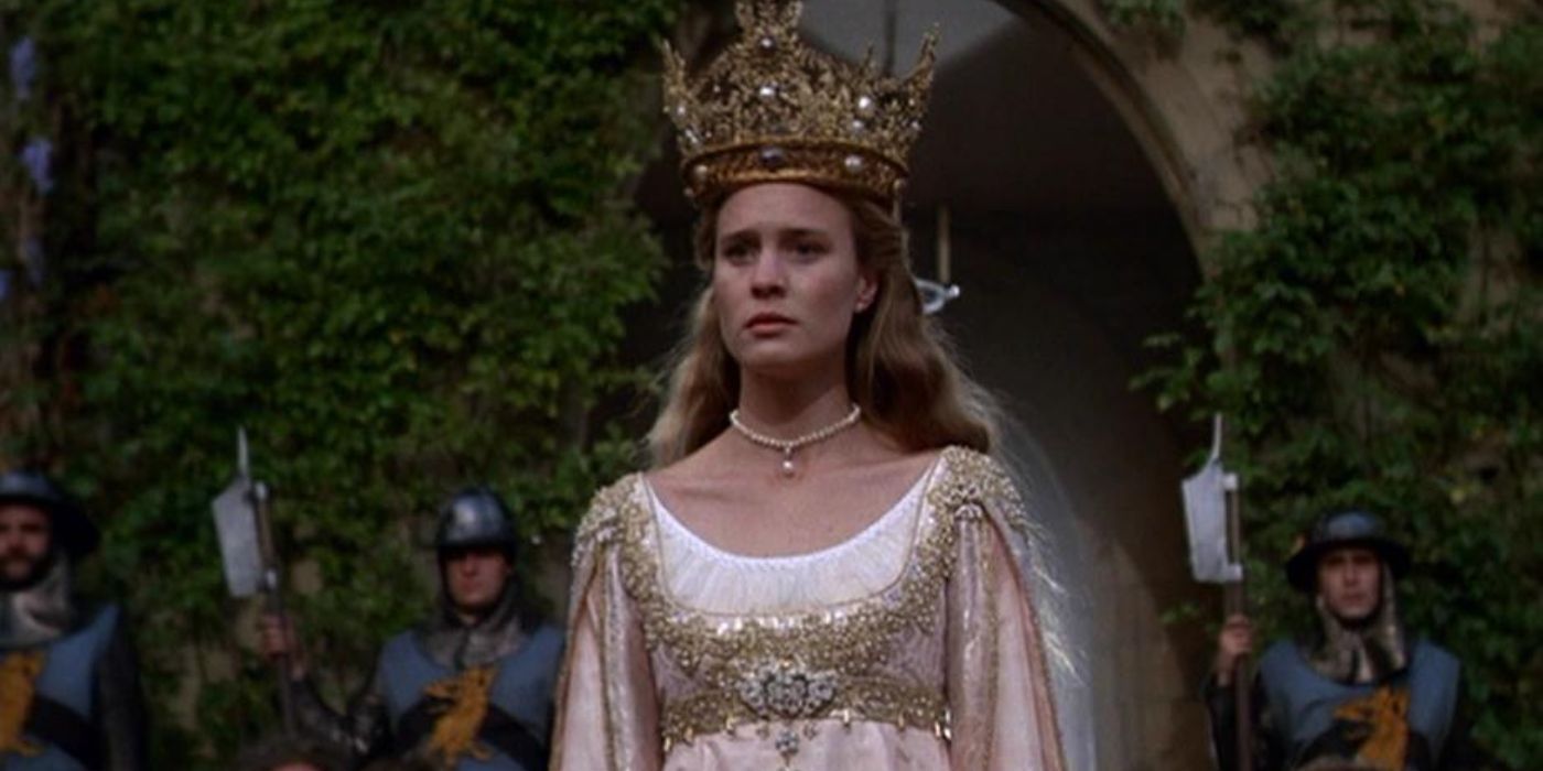 Princess Buttercup in her wedding dress walking to the altar in The Princess Bride