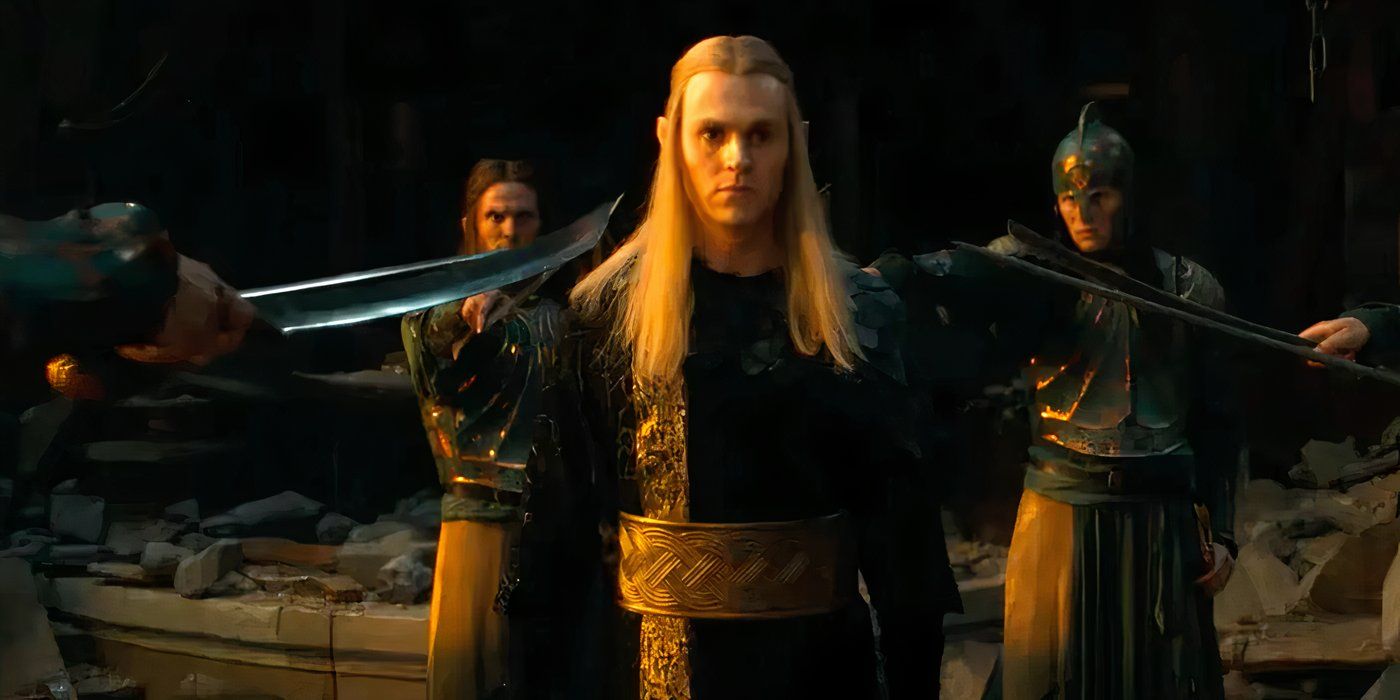 Charlie Vickers surrounded by elves in The Lord of the Rings: The Rings of Power Season 2 trailer