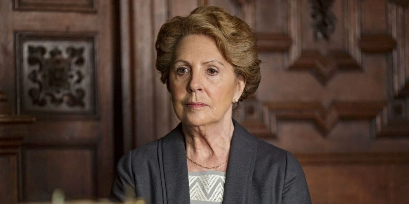 Penelope Wilton as Isobel Crawley, looking serious on Downton Abbey