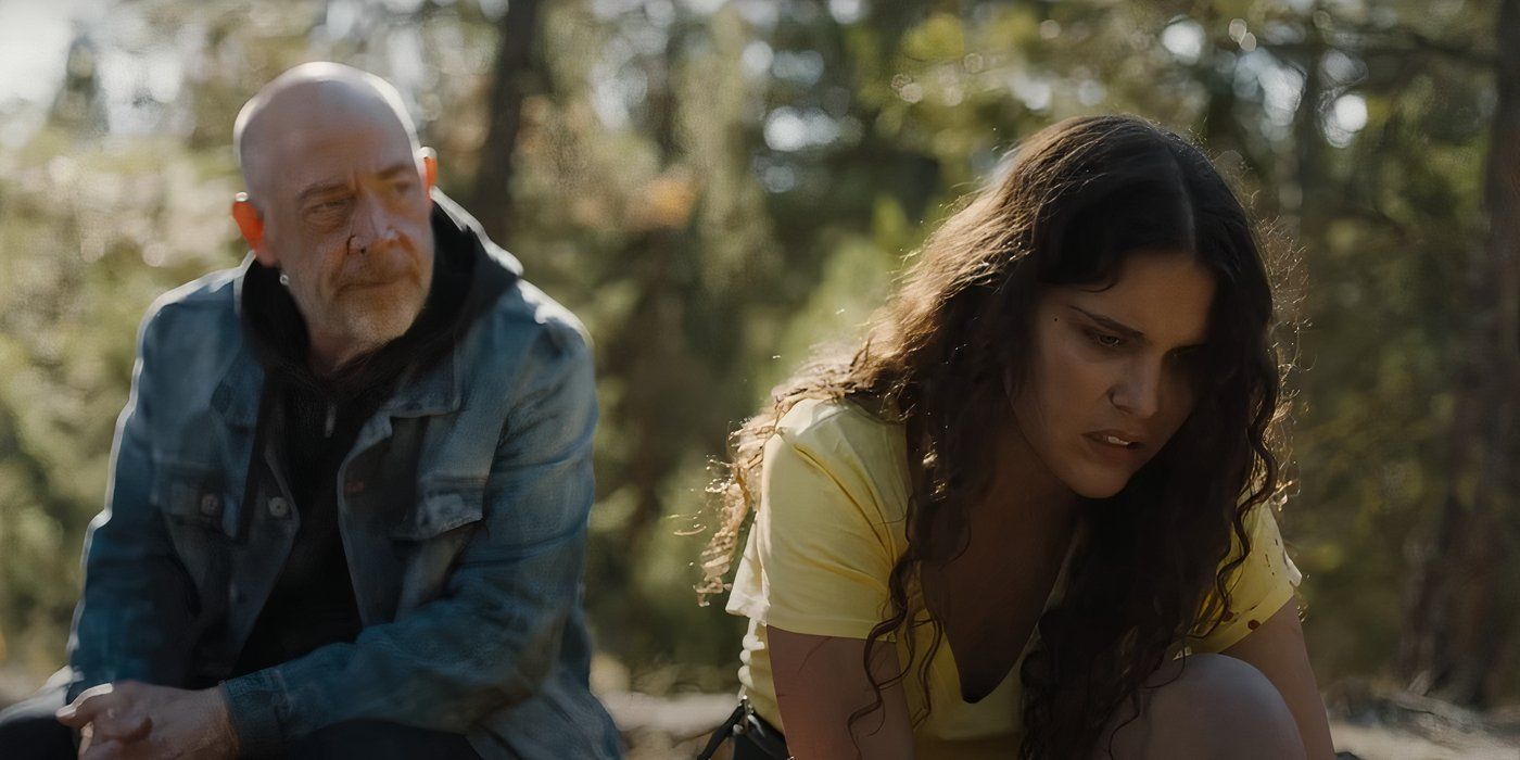 J.K. Simmons sitting behind Isabelle Anaya in 'You Can't Run Forever'
