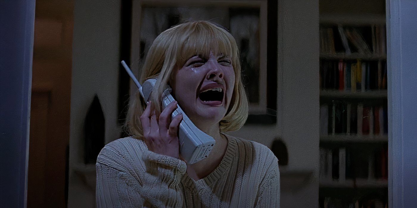 Casey (Drew Barrymore) is terrified in the opening of Scream (1996).