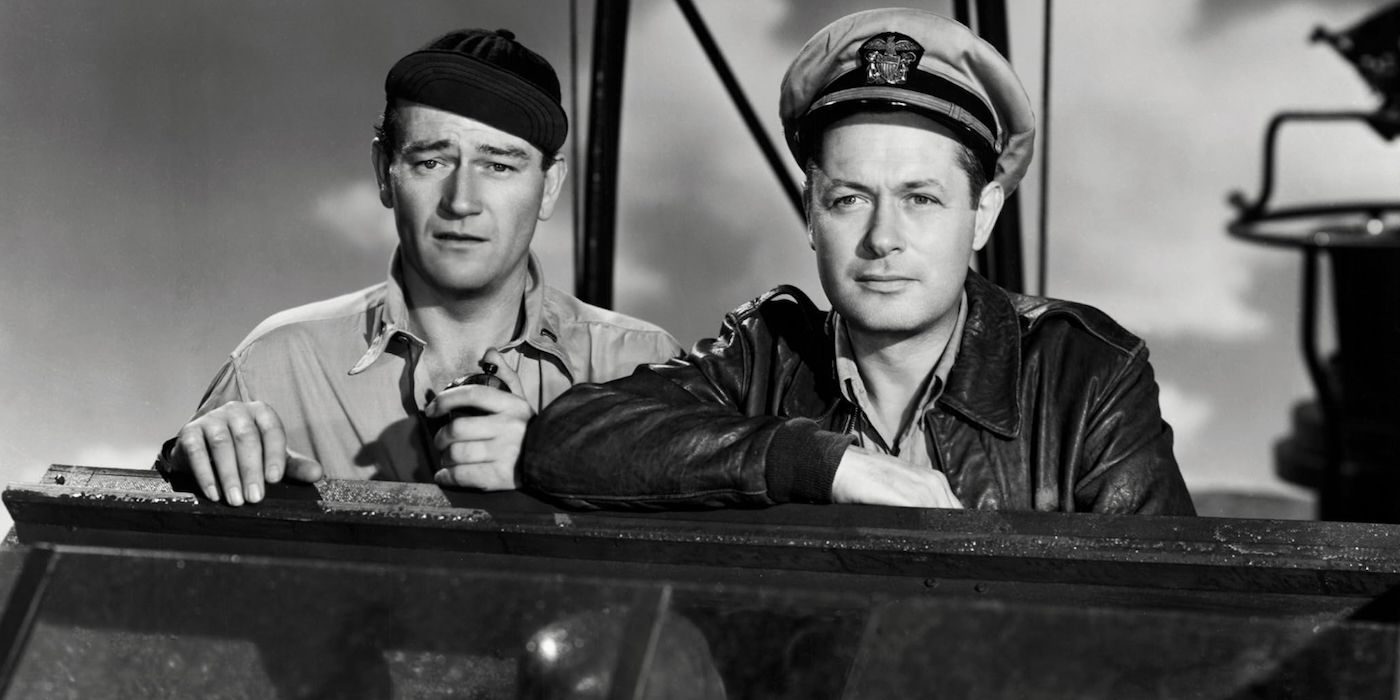 John Wayne and Robert Montgomery in They Were Expendable