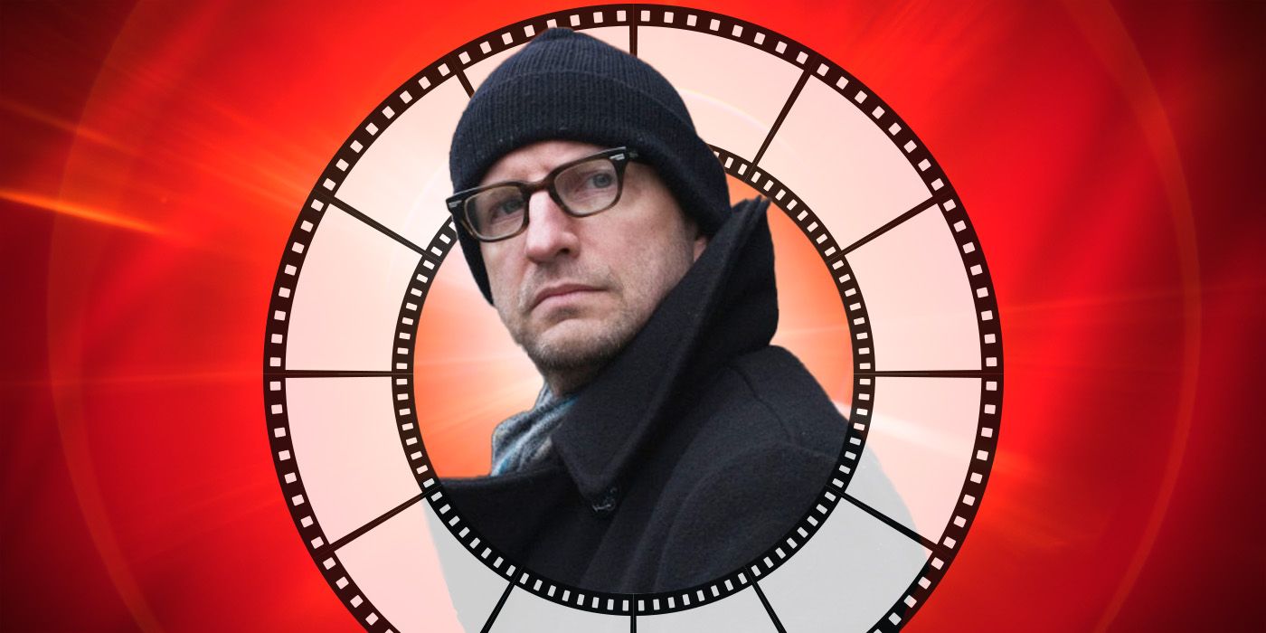 Custom image of Steven Soderbergh in a film reel against a red background