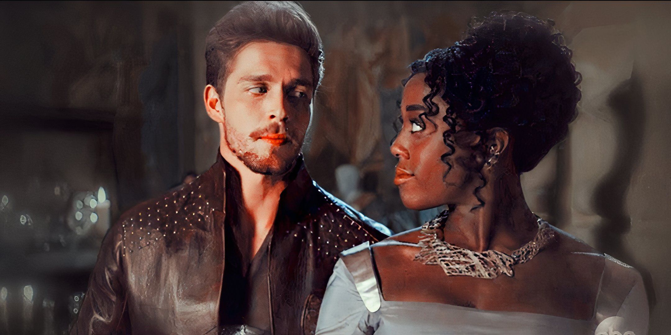 Lashana Lynch as Rosaline Capulet and Wade Briggs as Benvolio Montague in Still Star Crossed
