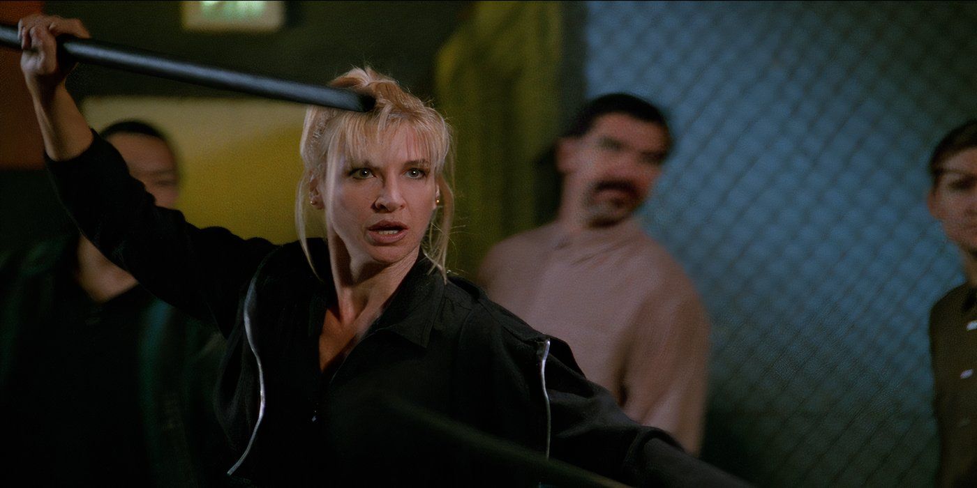 Cynthia Rothrock fighting with weapons in Sworn to Justice